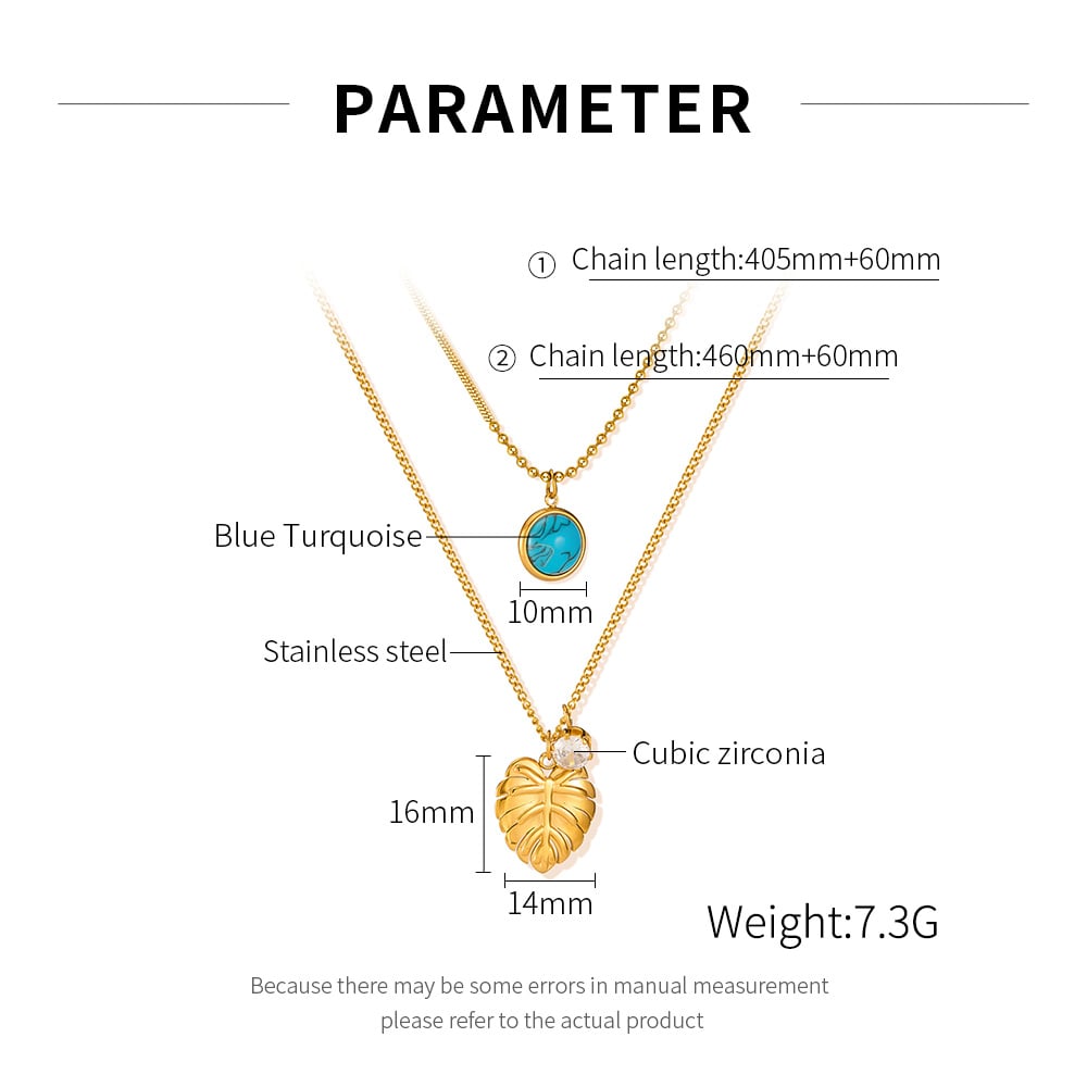 1 Piece Vintage Series Daily Leaf Shape Stainless Steel Gold Color Women's Layered Necklaces h5Picture6