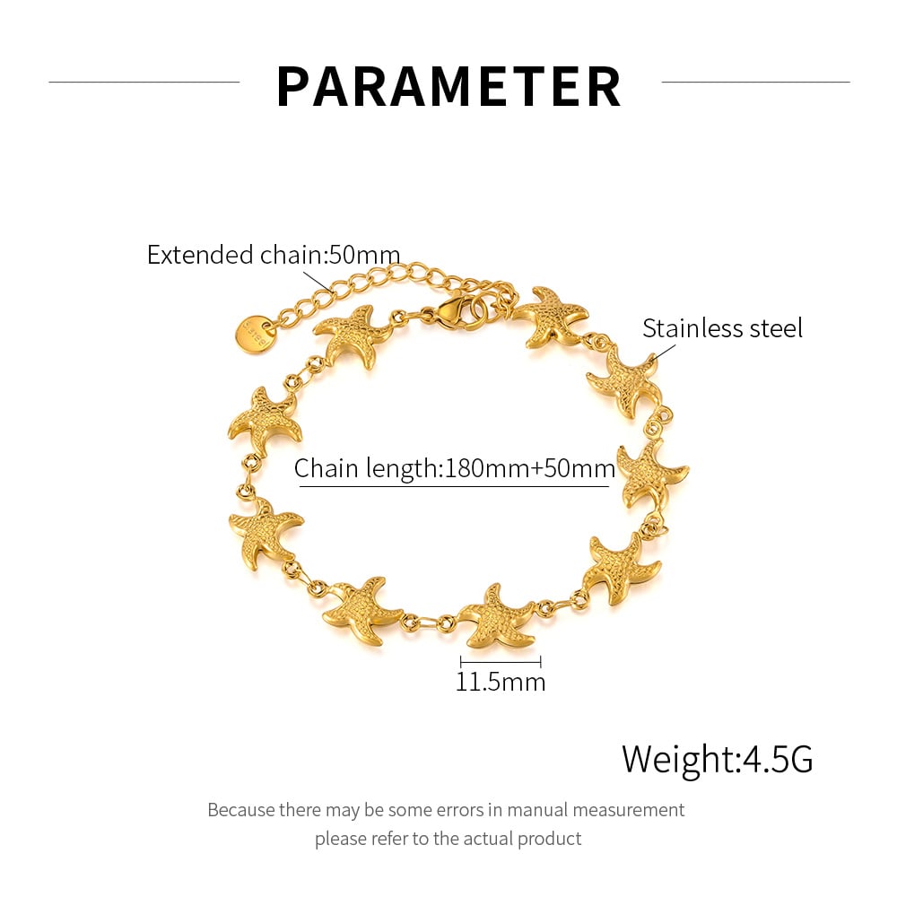 1 Piece Vacation Series Simple Seashell Stainless Steel Gold Color Women's Chain Bracelets h5Picture8