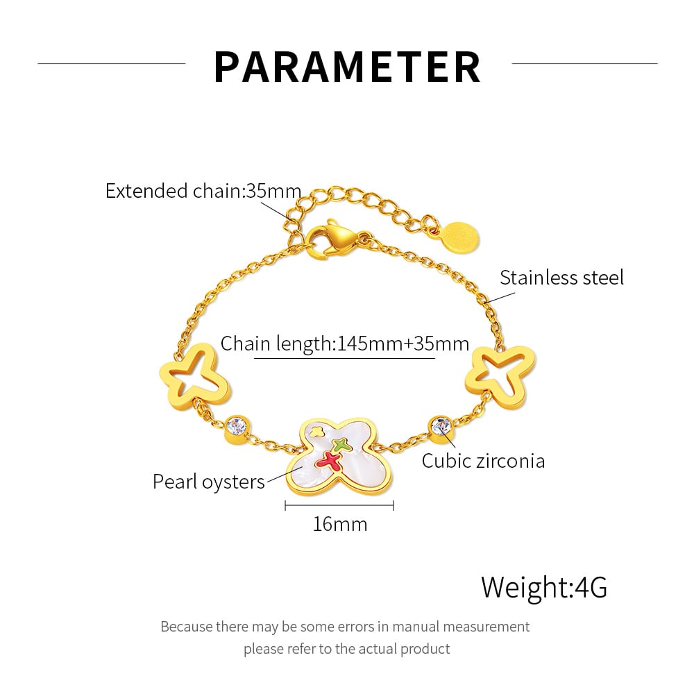 1 Piece Vivid Series Daily Butterfly Shape Colorful Stainless Steel Gold Color Women's Chain Bracelets h5Picture8