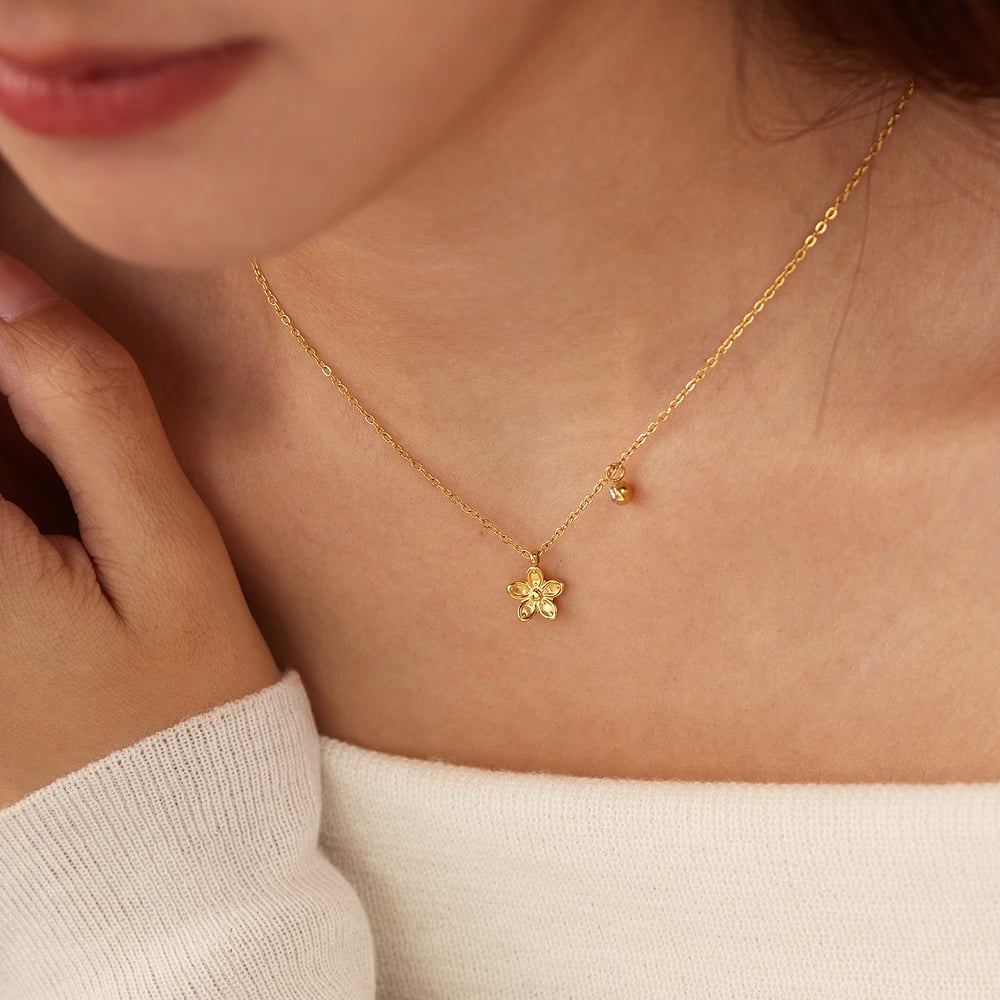 1 Piece Simple Series Simple Flower Stainless Steel Women's Pendant Necklaces h5Picture6