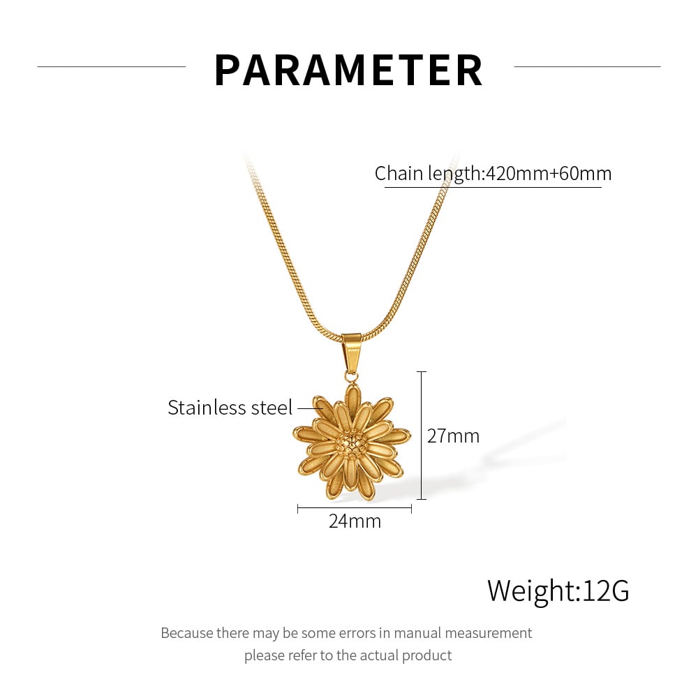 1 Piece Glamorous Series Retro Daisy Stainless Steel Women's Pendant Necklaces h5Picture7