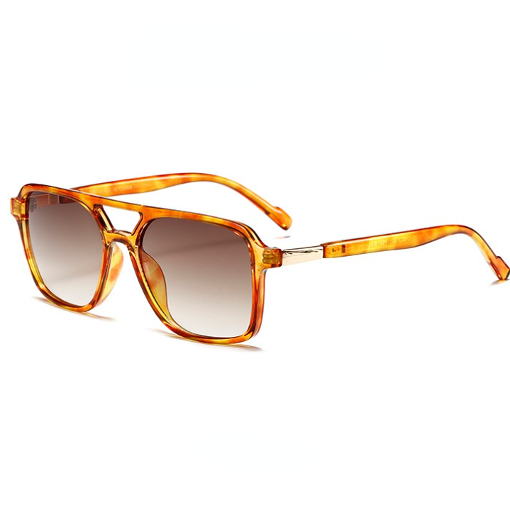 1 Pair Stylish Double  Bridge Leopard Print Metal  Patchwork UV  Protective Women's Sunglasses Picture8