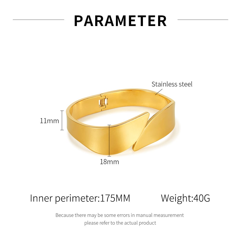 1 Piece Minimalist Series Simple Circle Stainless Steel Gold Color Women's Bangles h5Picture7
