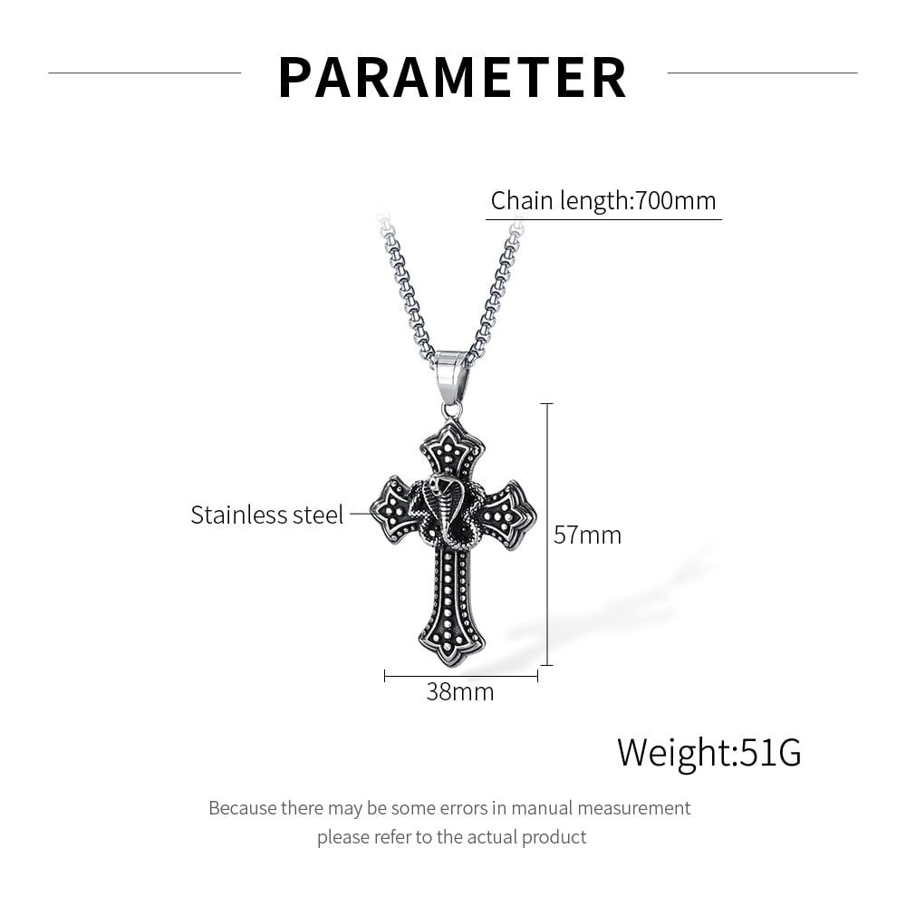 1 Adet Zarif Haç Kobra Paslanmaz Çelik Erkek Kolye h5Resim7