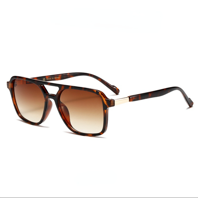 1 Pair Stylish Double  Bridge Leopard Print Metal  Patchwork UV  Protective Women's Sunglasses Picture7