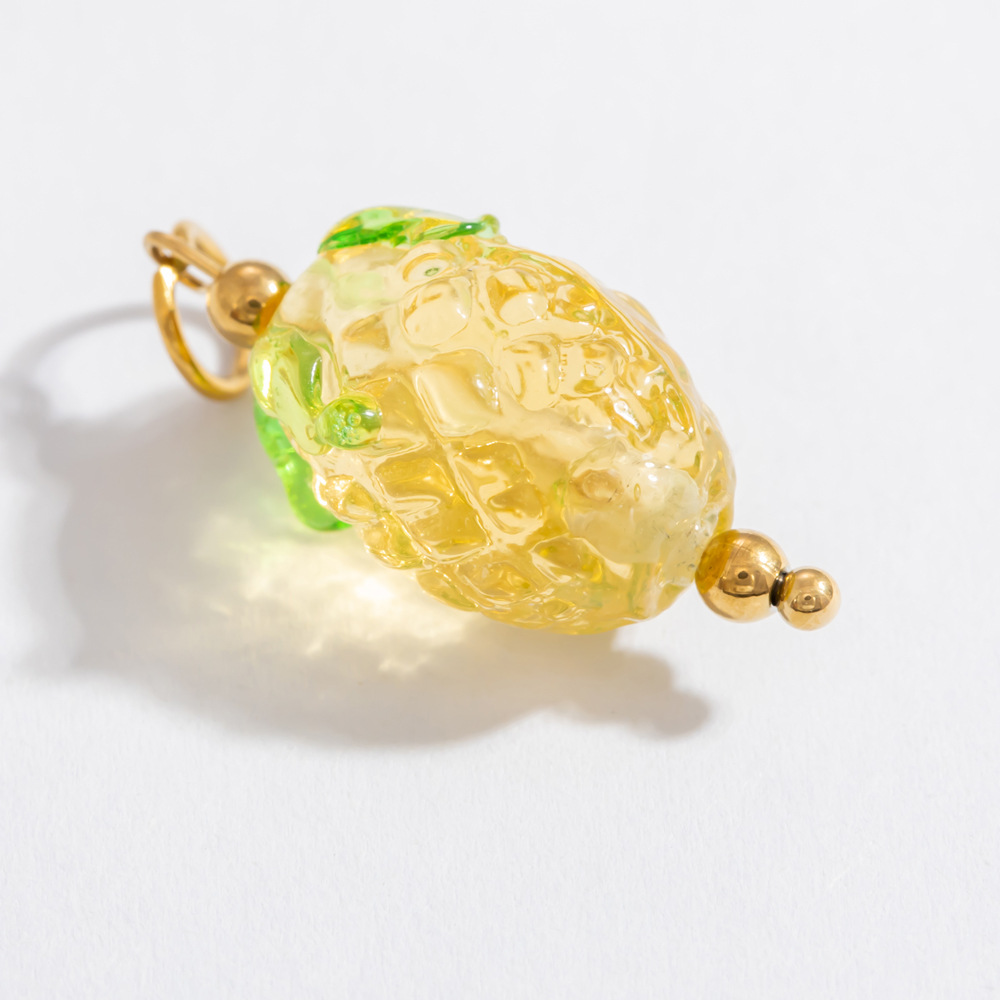 1 Piece Chromatic Series Natural Fruit Coloured Glaze Stainless Steel Gold Color Women's Pendants h5Picture12