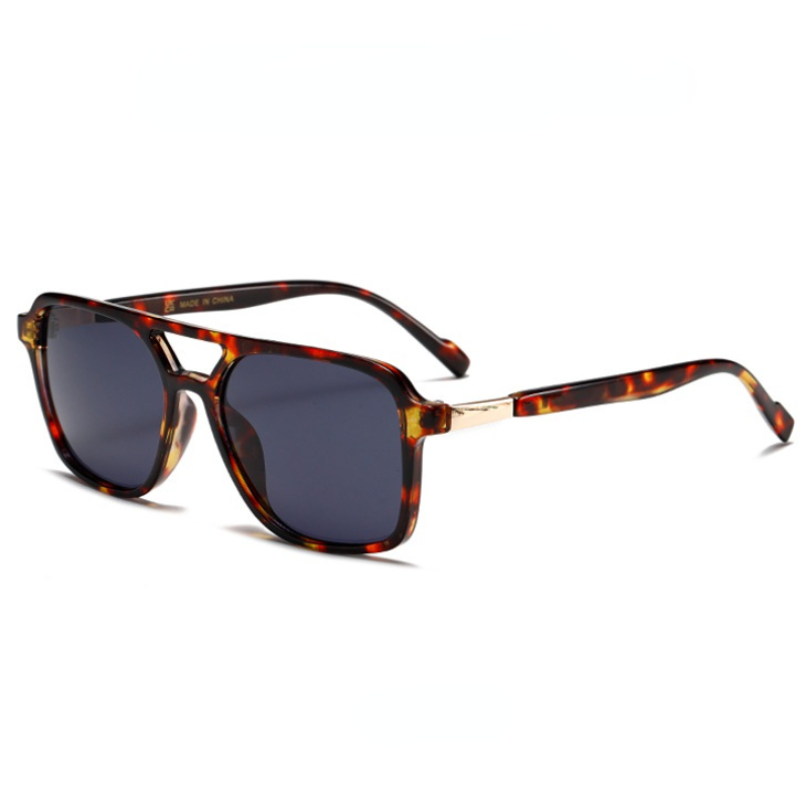 1 Pair Stylish Double  Bridge Leopard Print Metal  Patchwork UV  Protective Women's Sunglasses Picture3