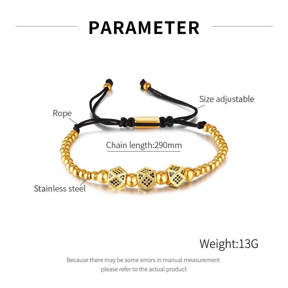 Karmaşık Seri Punk Geometrik Paslanmaz Çelik Altın Rengi Erkek Zincir Bileklikler h5Resim7