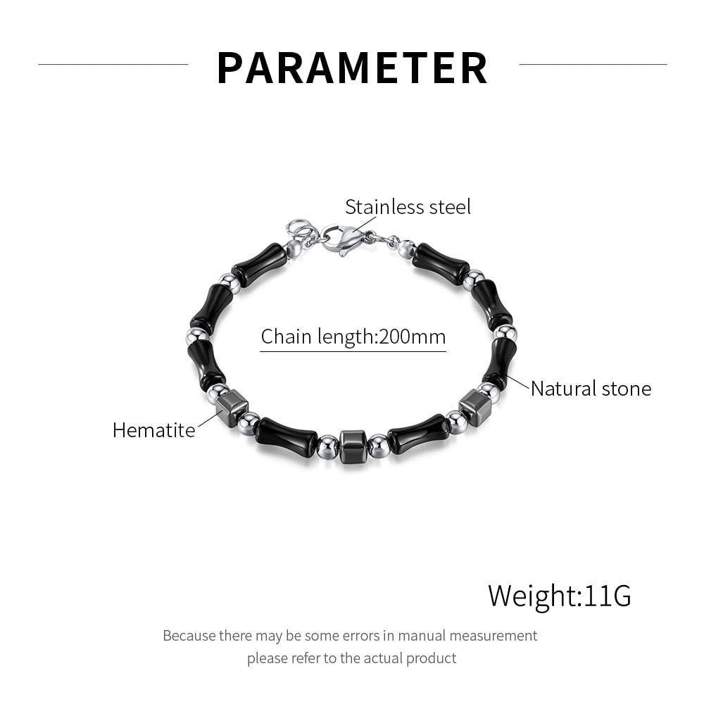Hematite Patchwork Paslanmaz Çelik Erkek Zincir Bileklikler h5Resim4