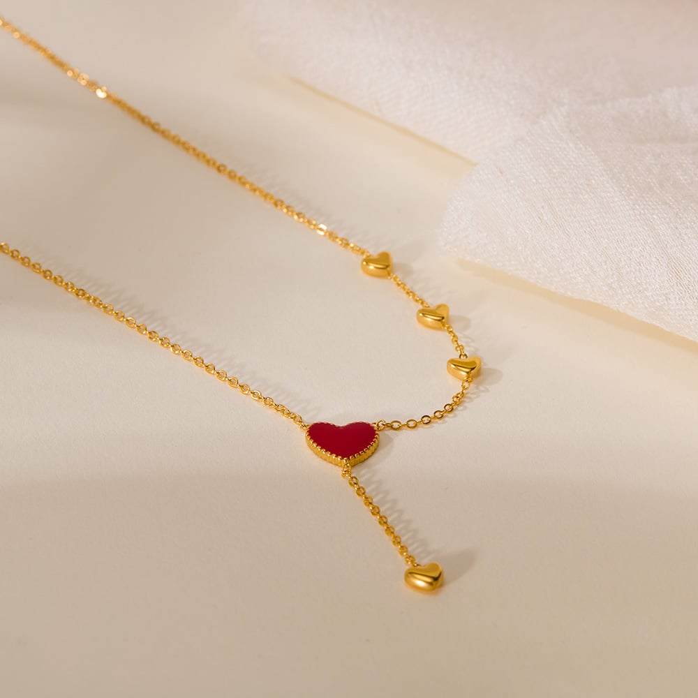 1 Stück Simple Series Daily Heart Edelstahl Goldfarben Damen-Anhänger-Halsketten h5Bild6