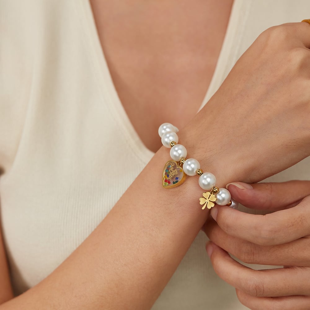 1 Piece Designable Series Vogue Heart Stainless Steel Gold Color Women's Charm Bracelets h5Picture7