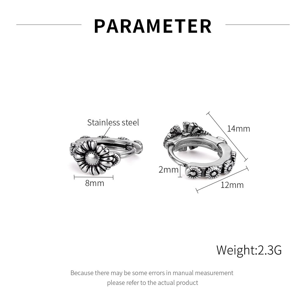 Daisy Paslanmaz Çelik Malzeme Erkek Küpe Resim3