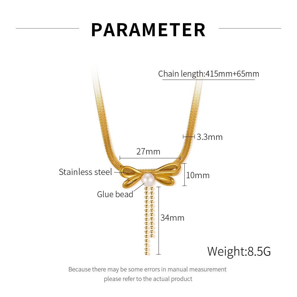 1 Piece Simple Series Daily Bow Knot Stainless Steel   Gold Color  Women's Pendant Necklaces Picture7