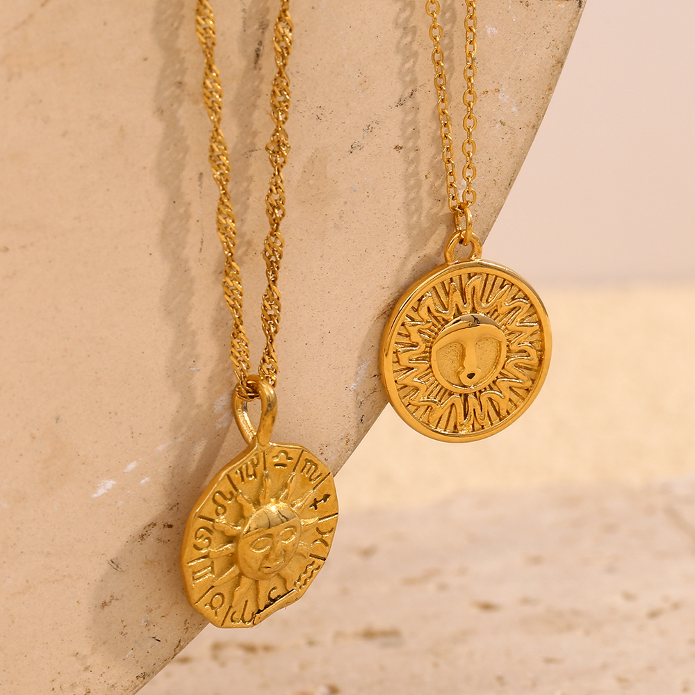 1 Piece Classic Series Classic Sun/Moon Stainless Steel   Gold Color  Women's Pendant Necklaces h5Picture9