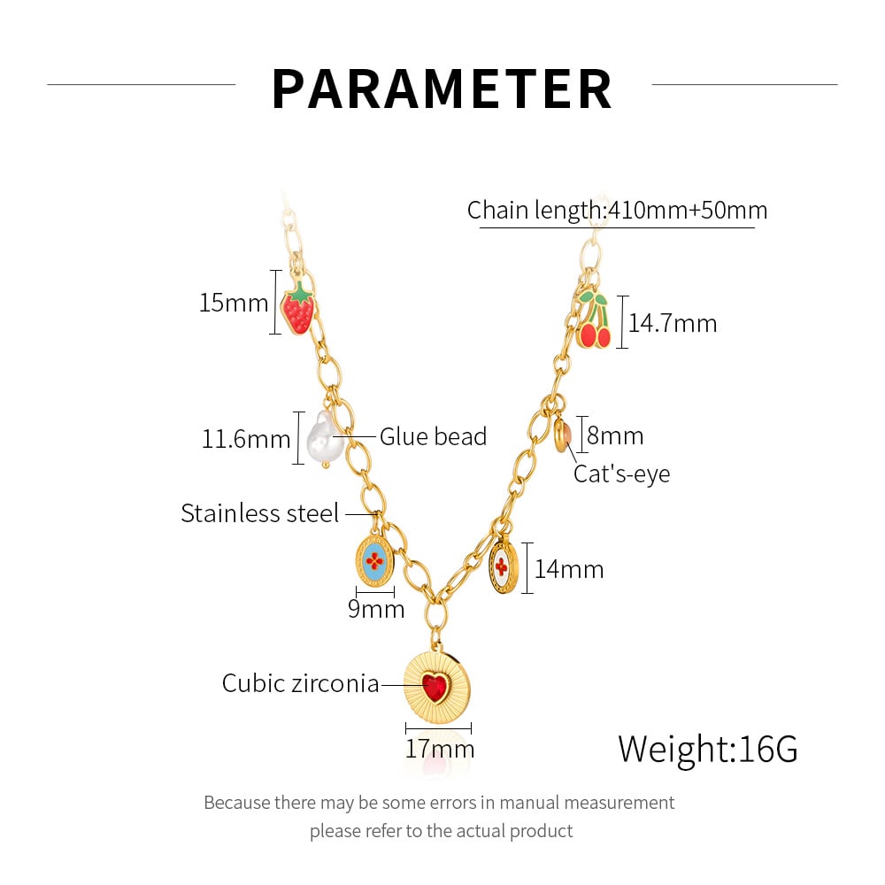 1 Stück Romantische Serie Tägliche geometrische Edelstahl Gold Farbe Damen Anhänger Halsketten h5Bild7