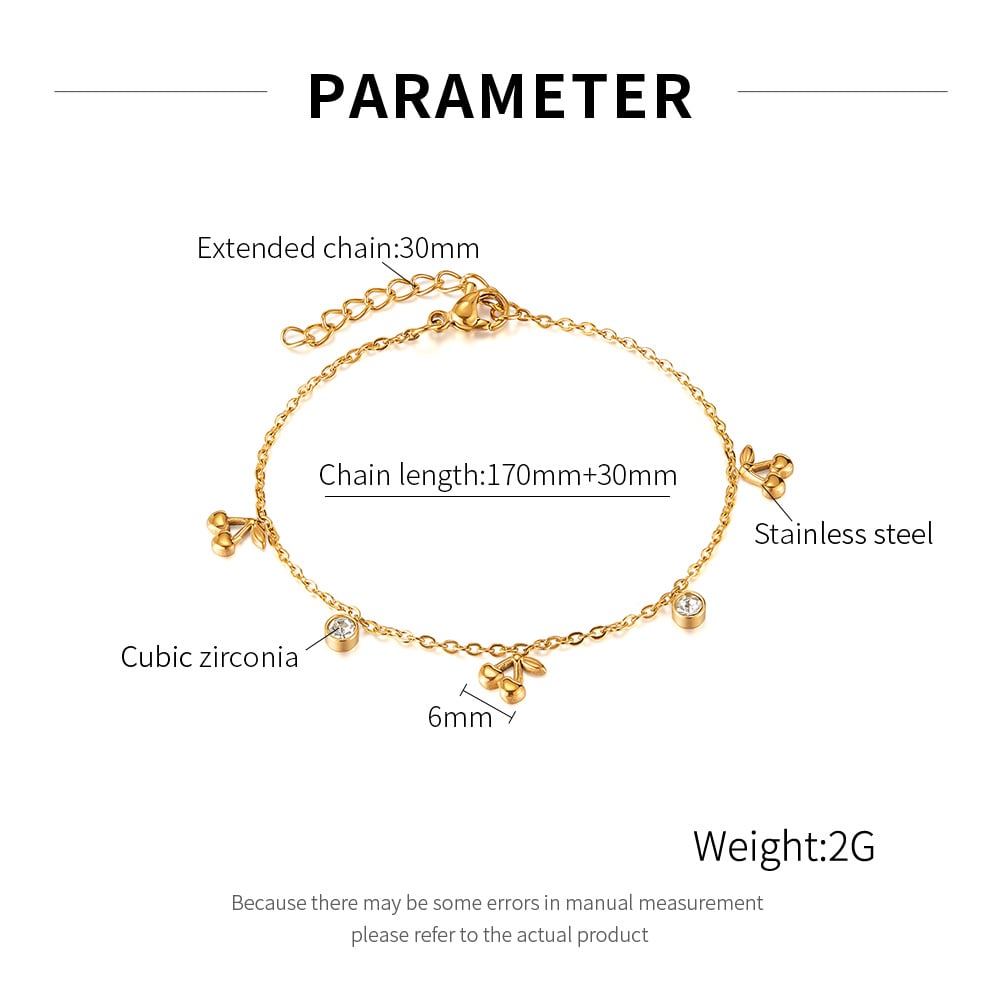 1 Piece Elegant Series Sweet Cherry Stainless Steel Gold Color Women's Chain Bracelets Picture7