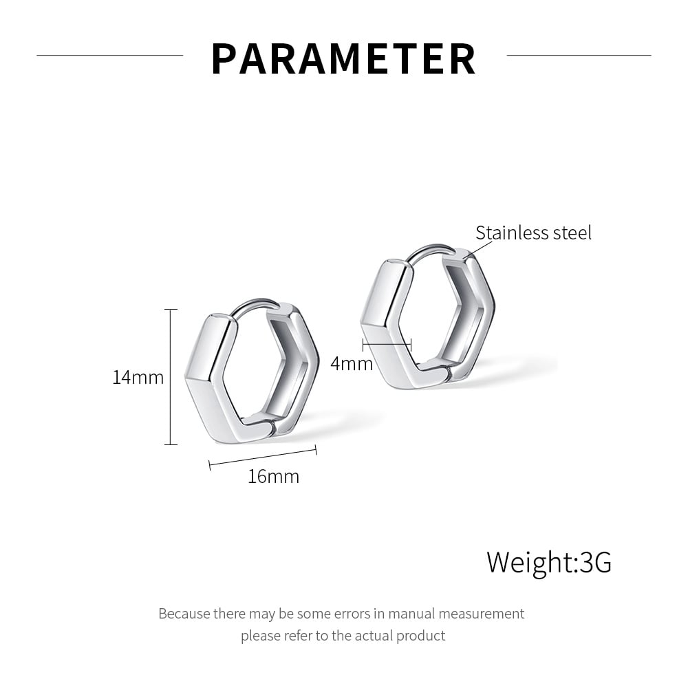 1 Pair Minimalist Hexagon Stainless Steel Men's Stud Earrings h5Picture6