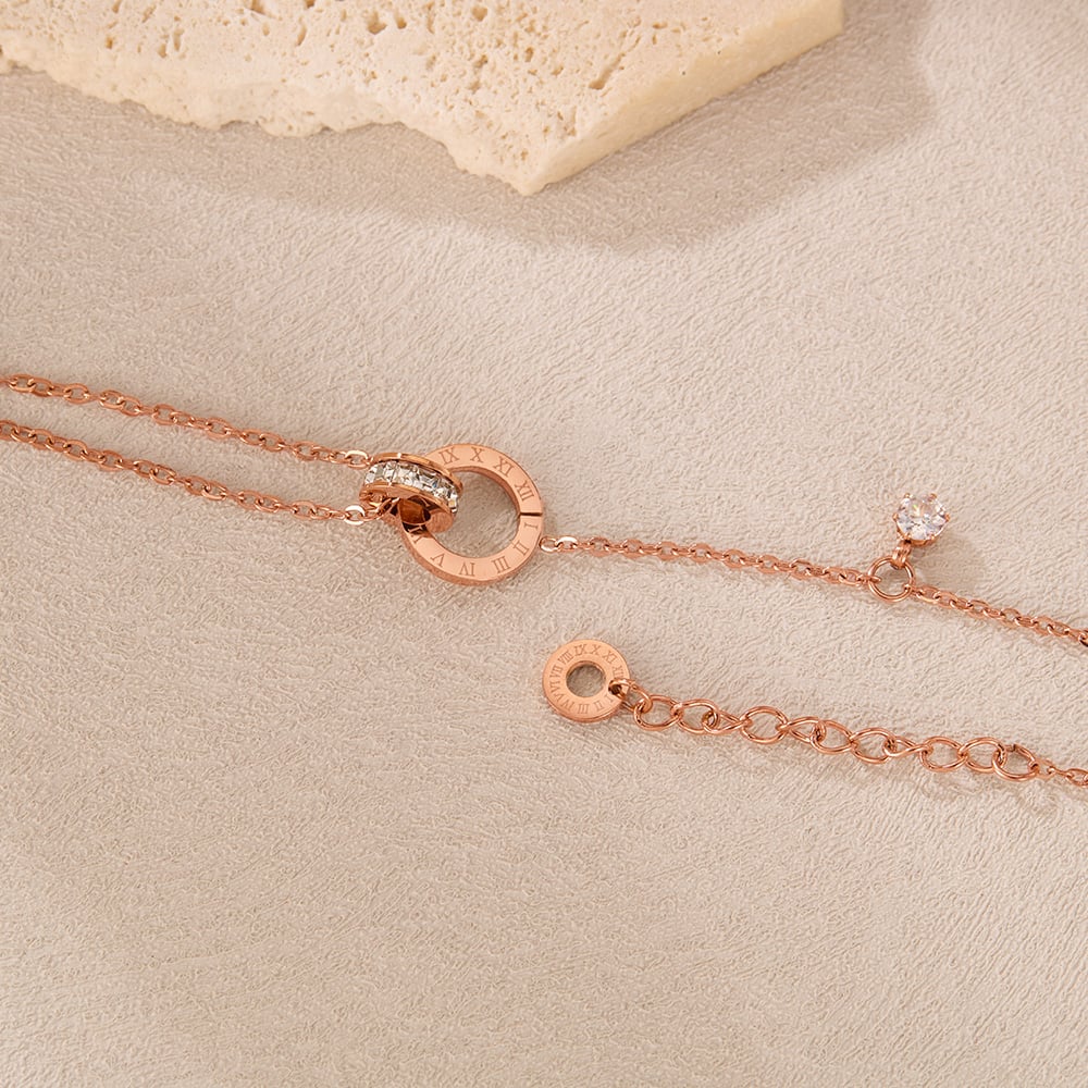 Pulsera de cadena de acero inoxidable color dorado con números diarios de serie simple para mujer, 1 pieza h5Imagen7