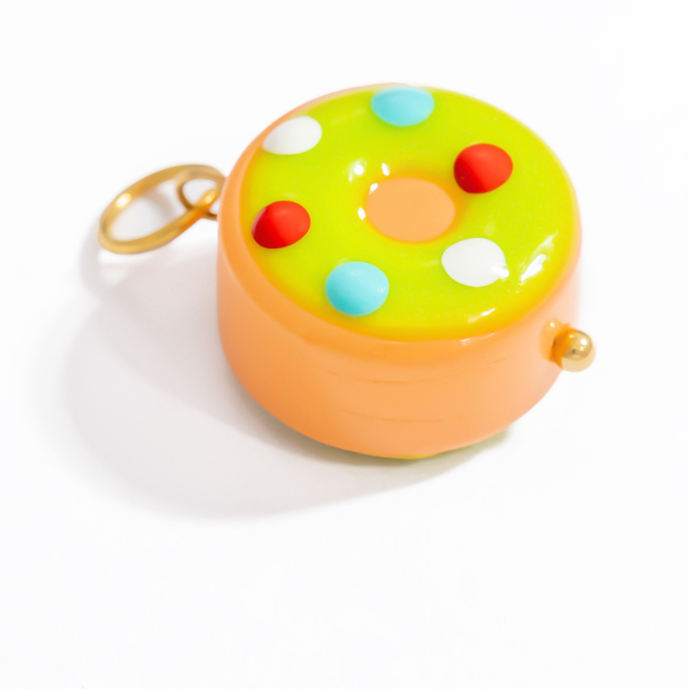 1 Piece Chromatic Series Sweet Doughnut Coloured Glaze Stainless Steel Gold Color Women's Pendants h5Picture8