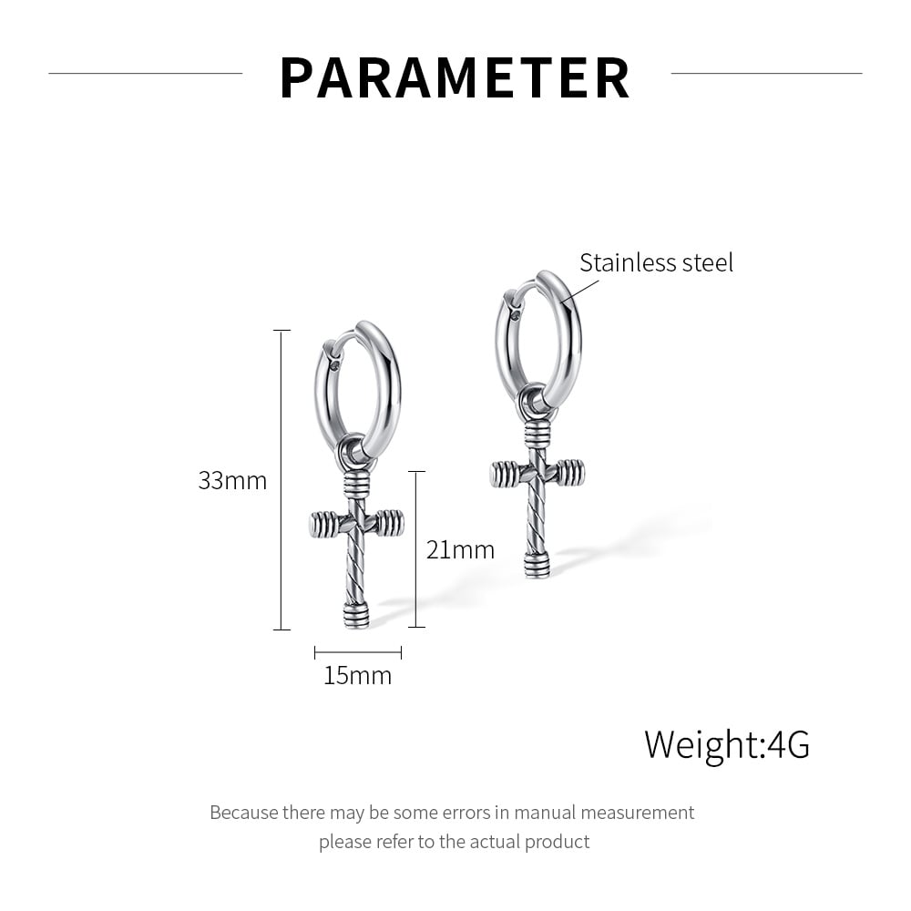 1 Paar filigrane Kreuz-Ohrstecker aus Edelstahl für Herren h5Bild7