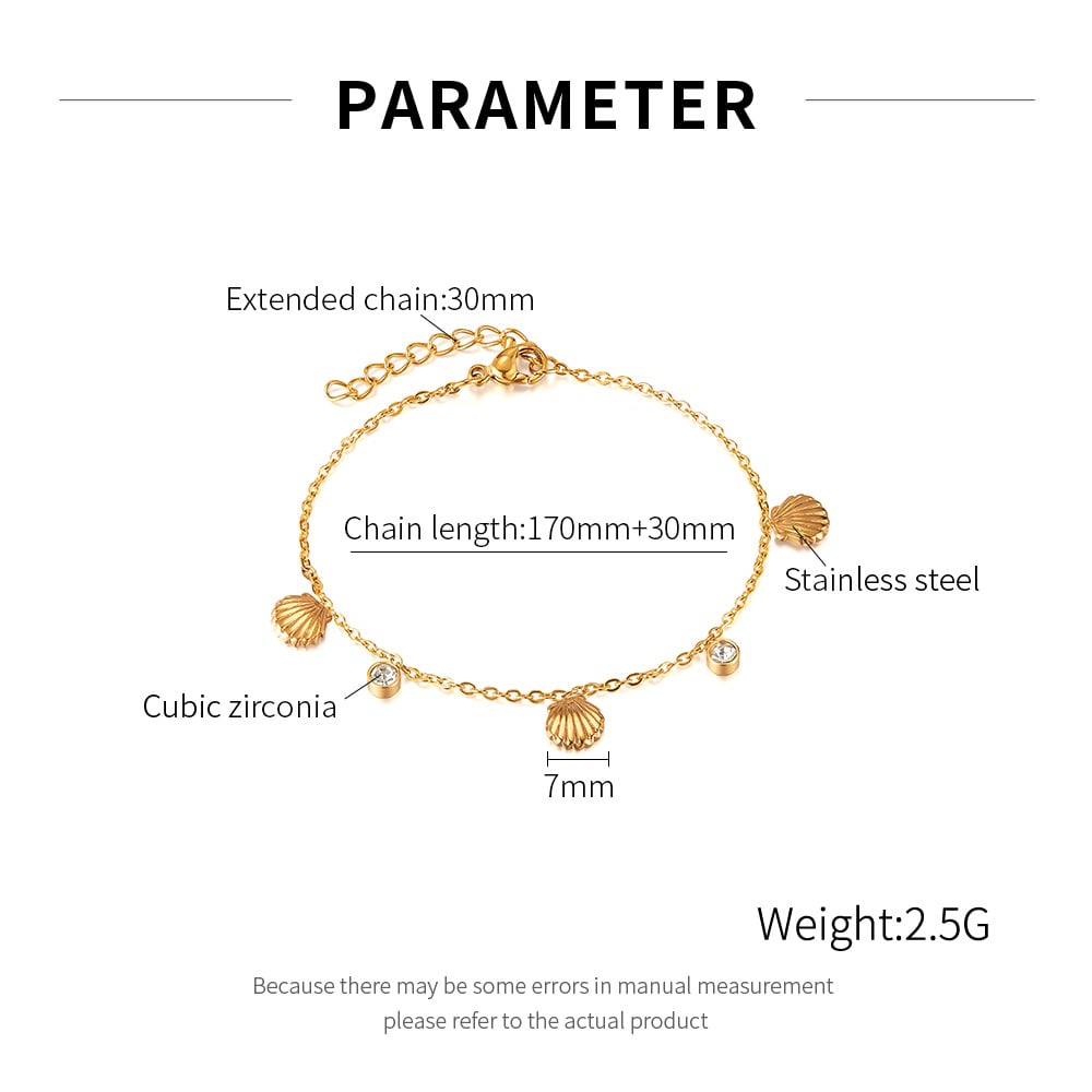 1 Piece Marine Series Fashionable Conch Stainless Steel Gold Color Women's Charm Bracelets h5Picture8