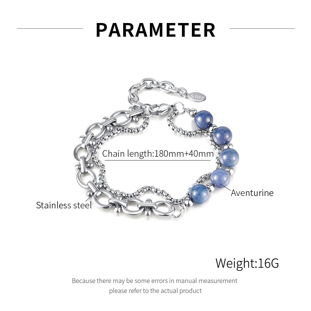 gk halka paslanmaz çelik aventurin kuvars erkek zincir bileklikler h5Resim7