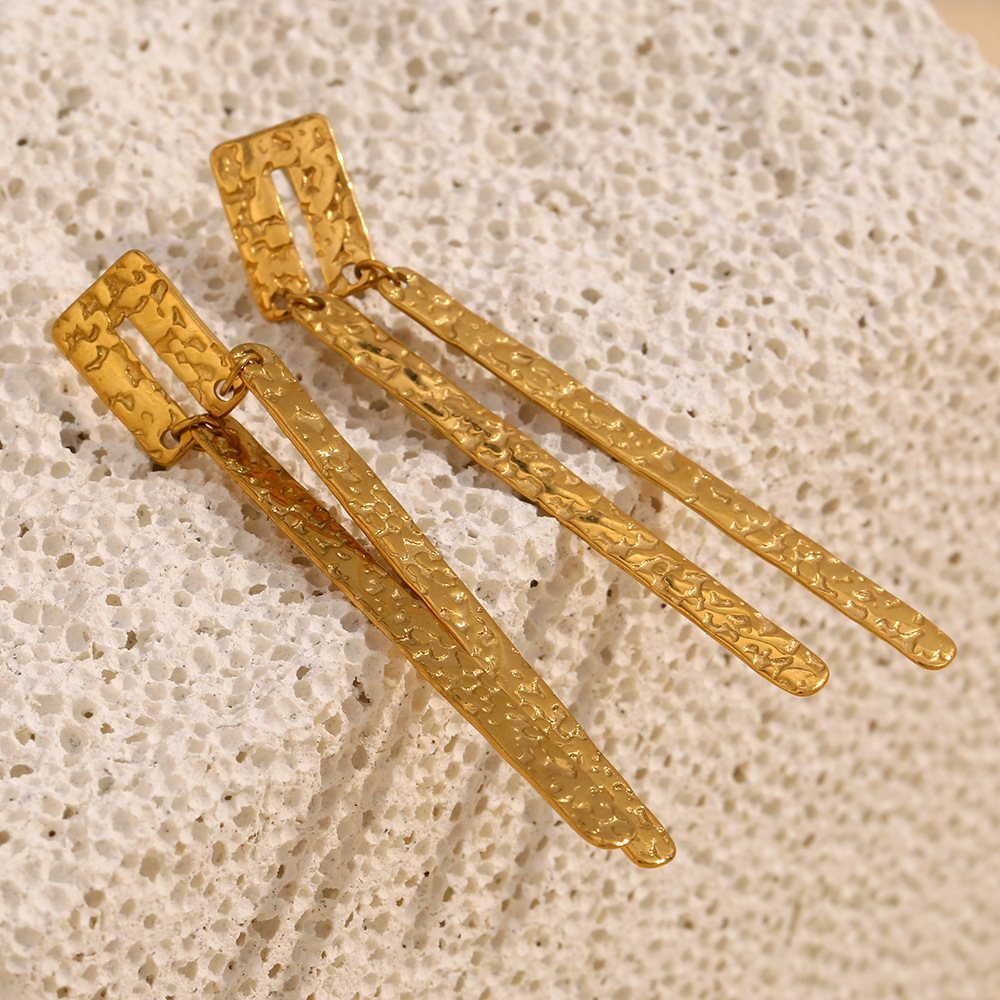 1 Pair Classic Series Elegant Geometric Stainless Steel   Gold Color  Women's Drop Earrings h5Picture5