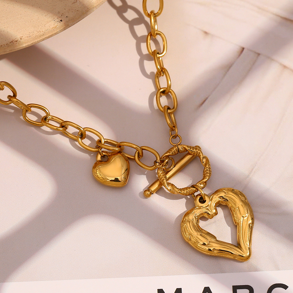1 Piece Romantic Series Elegant Love/Heart Shape Stainless Steel   Gold Color  Women's Pendant Necklaces Picture4