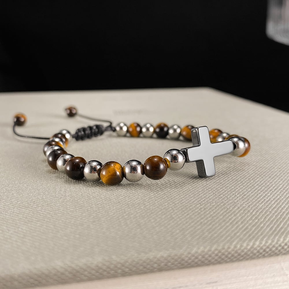 Şık Haç Paslanmaz Çelik Erkek Boncuklu Bileklikler h5Resim3