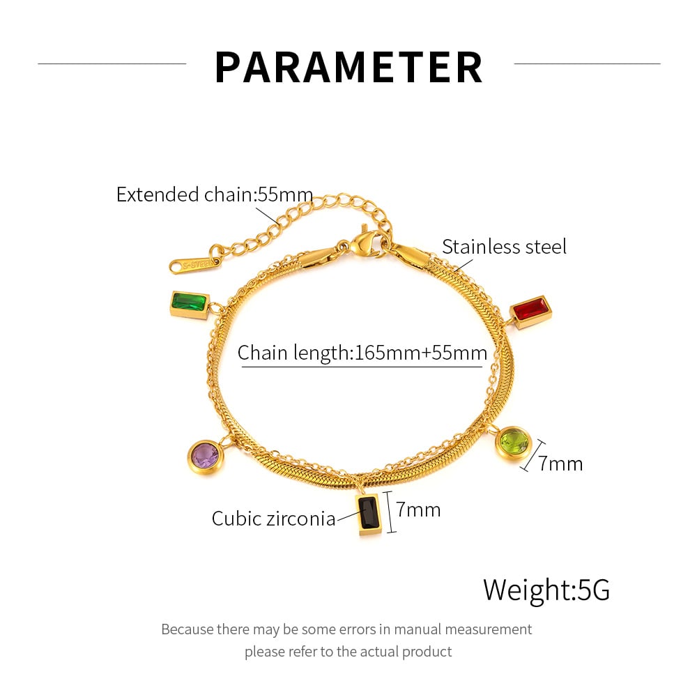 1 Piece Gorgeous Series Daily Rectangular Pendant Stainless Steel Gold Color Women's Chain Bracelets h5Picture8