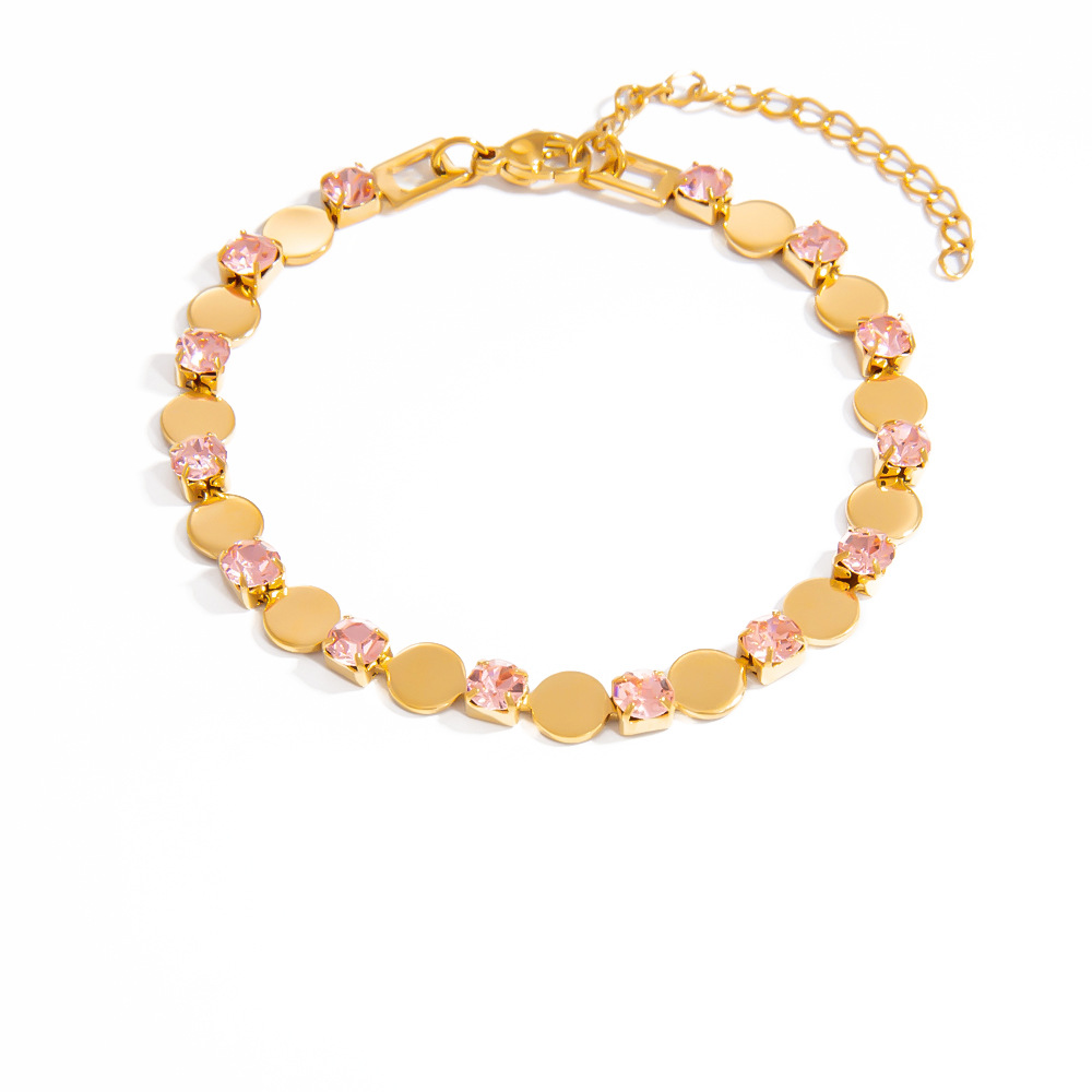 Pulsera de cadena de titanio y acero dorado con forma de corazón para mujer, serie lujosa, 1 unidad h5Imagen6