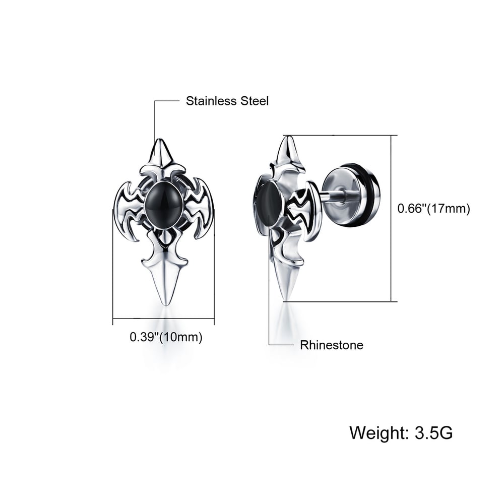 Pendientes de acero inoxidable con diseño geométrico intrincado para hombre h5Imagen6