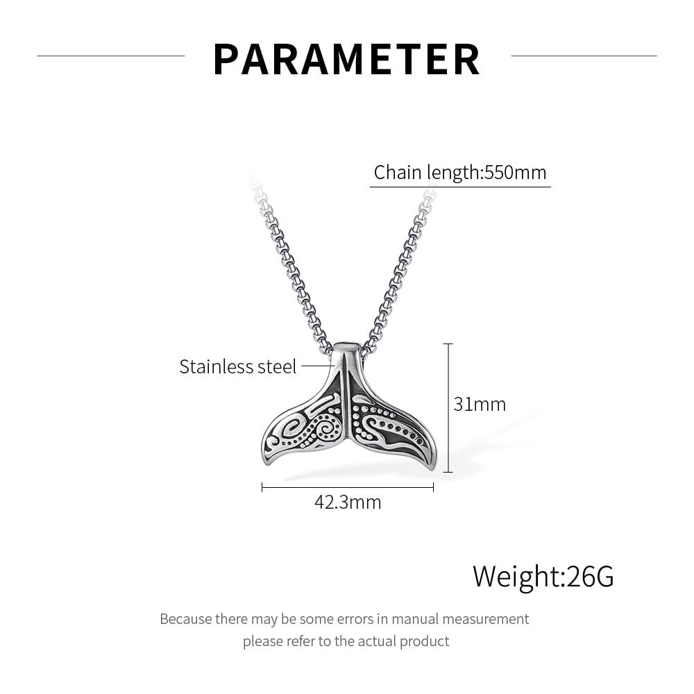 Collares colgantes elegantes de acero inoxidable con forma de cola de pez para hombre h5Imagen7