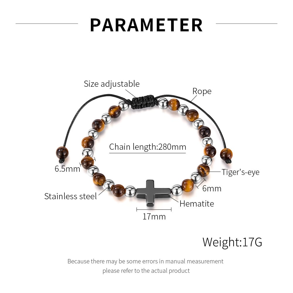 Şık Haç Paslanmaz Çelik Erkek Boncuklu Bileklikler h5Resim7