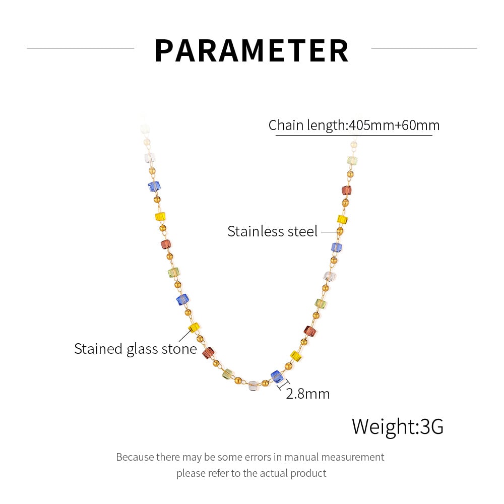 1 Piece Exquisite Series Sweet Colorful Beads Stainless Steel Women's Chain Bracelets h5Picture8