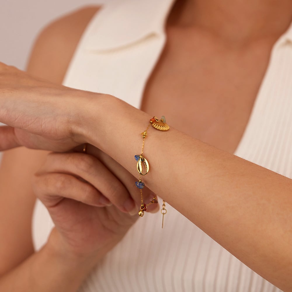 1 Piece Marine Series Polychrome Conch Stainless Steel Gold Color Women's Chain Bracelets h5Picture7