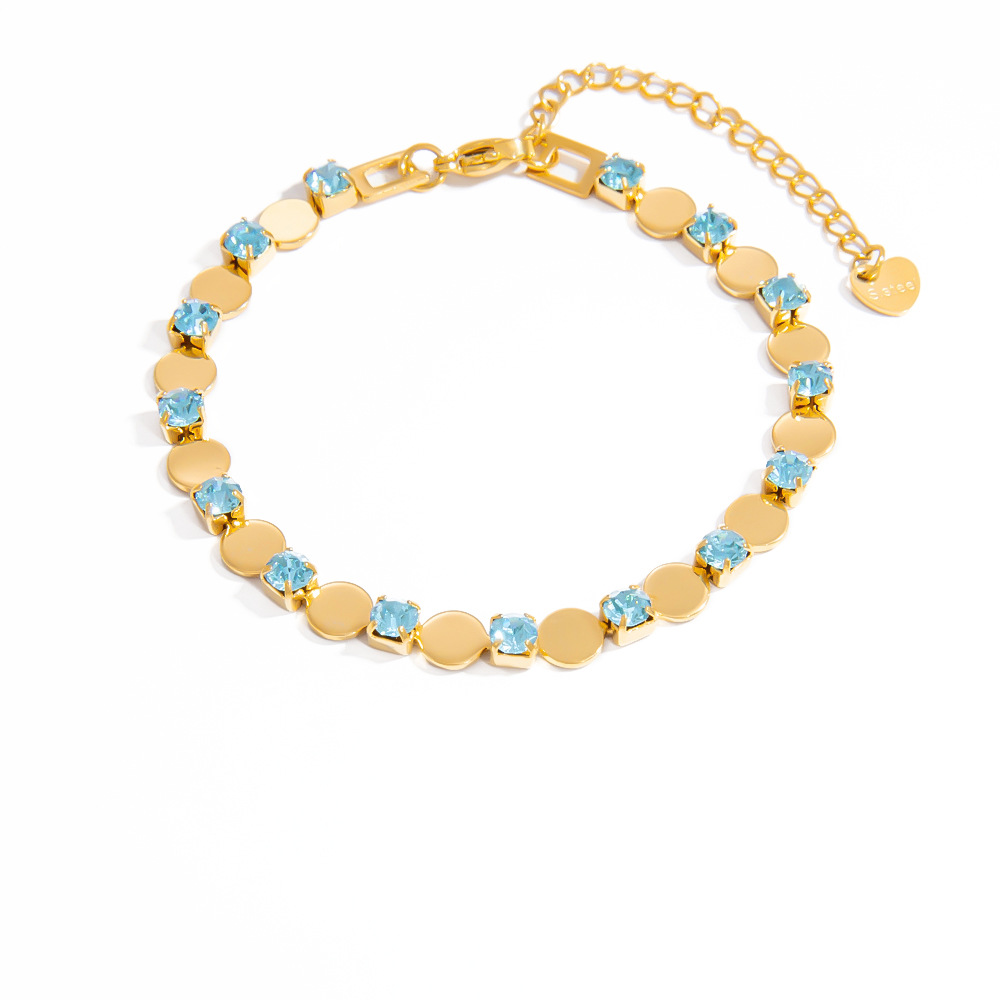 Pulsera de cadena de titanio y acero dorado con forma de corazón para mujer, serie lujosa, 1 unidad h5Imagen7