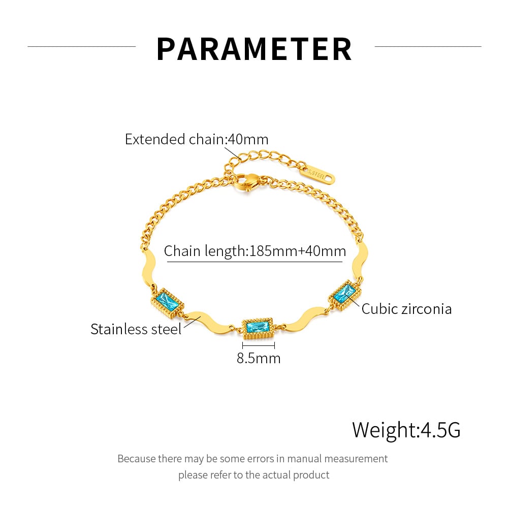 1 Piece Vintage Series Stylish Rectangular Stainless Steel Gold Color Women's Chain Bracelets h5Picture9