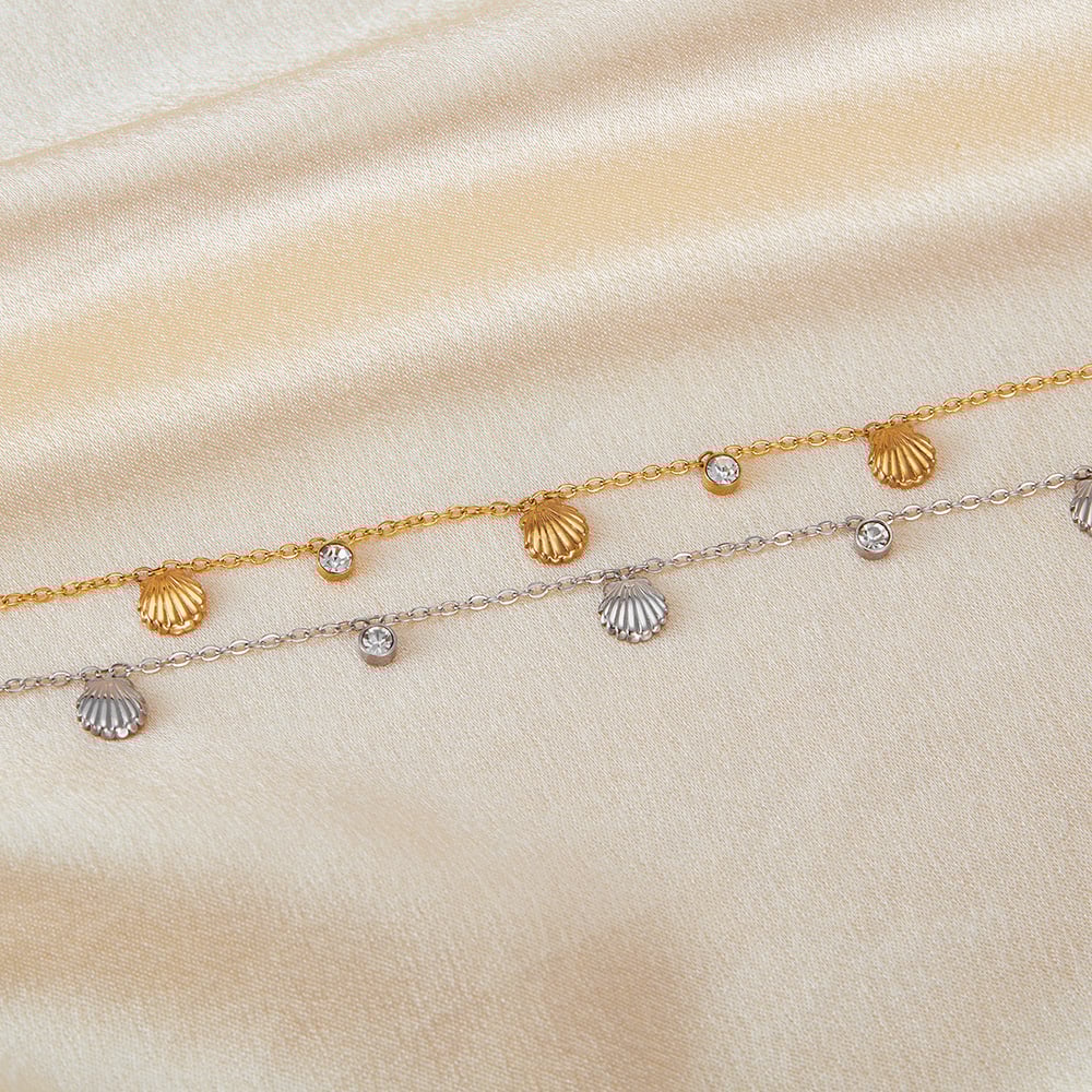 1 Piece Marine Series Fashionable Conch Stainless Steel Gold Color Women's Charm Bracelets h5Picture6