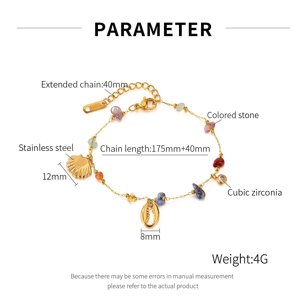 1 Piece Marine Series Polychrome Conch Stainless Steel Gold Color Women's Chain Bracelets h5Picture9