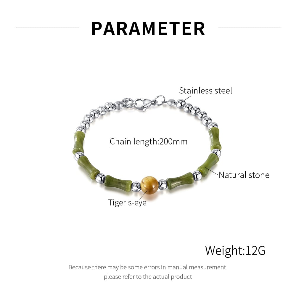 Pulseras de cadena de acero inoxidable para hombre con piedras naturales y patchwork diario Imagen7