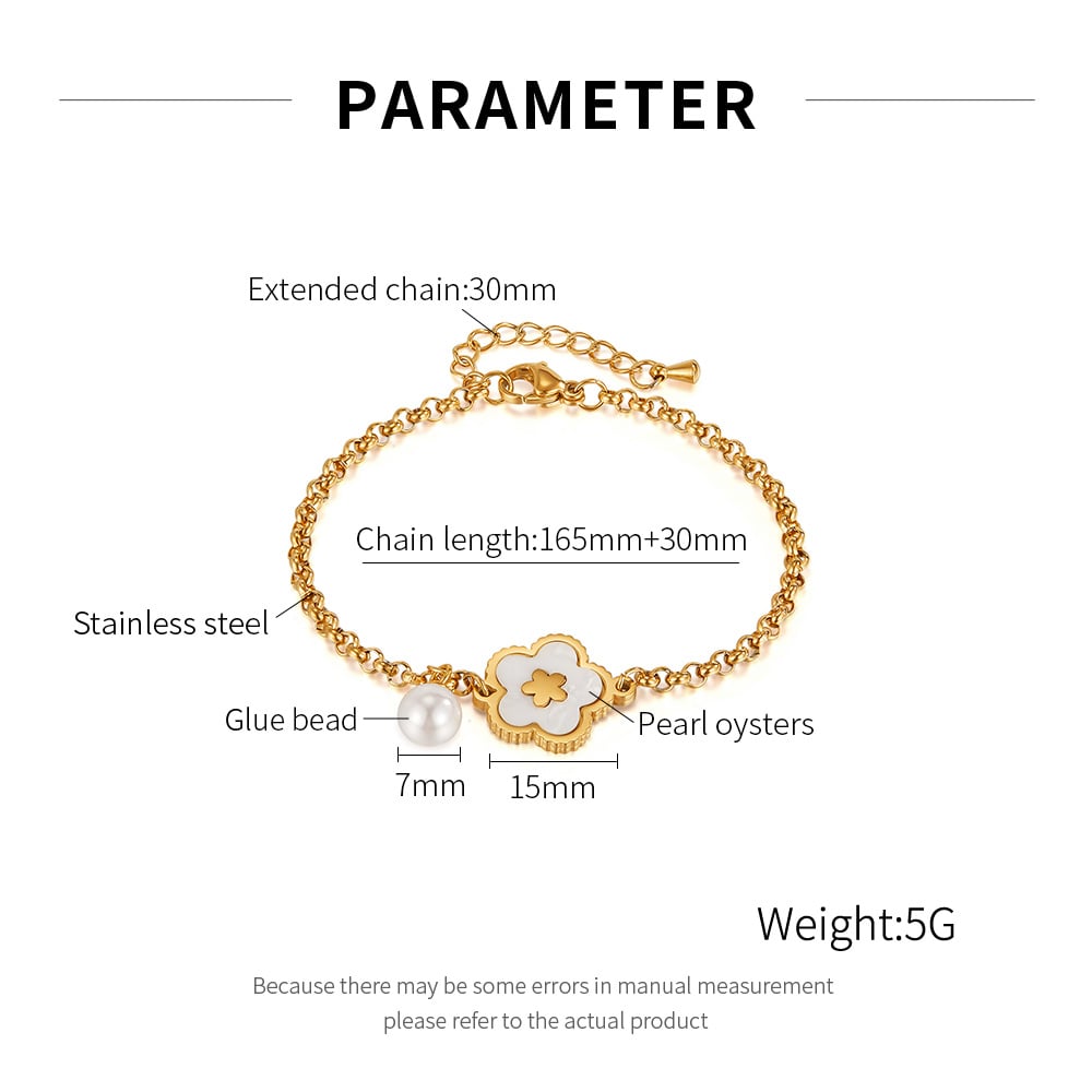 1 Piece Elegant Series Simple Flower Stainless Steel Gold Color Women's Charm Bracelets Picture8