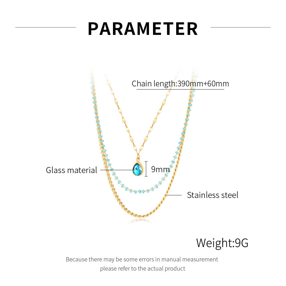 1 Piece Charming Series Bohemia Beads Stainless Steel Gold Color Women's Layered Necklaces h5Picture7