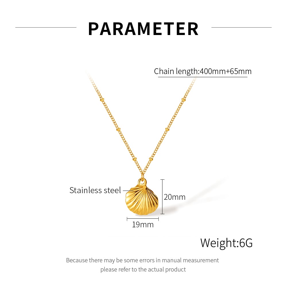 1 Piece Classic Series Retro Conch Stainless Steel Gold Color Women's Pendant Necklaces h5Picture7