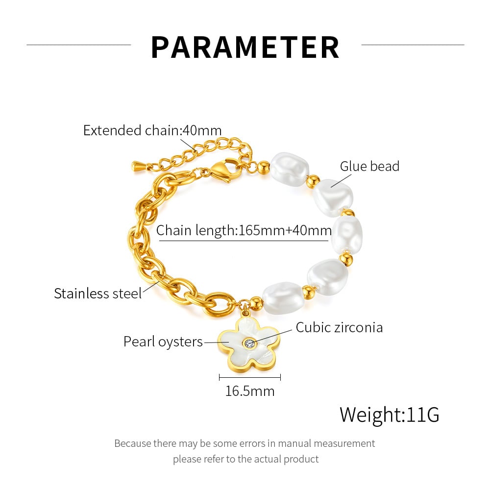 1 Piece Fashionable Series Daily Flower Stainless Steel Gold Color Women's Charm Bracelets h5Picture8