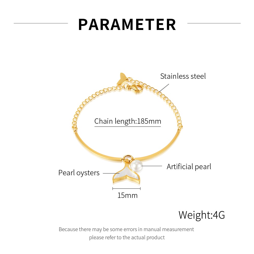 1 Piece Charming Series Daily Fishtail Stainless Steel Gold Color Women's Charm Bracelets Picture8