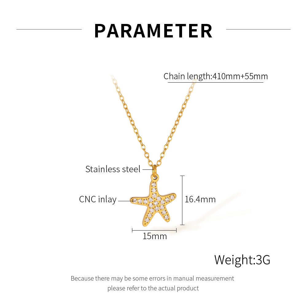 Collares colgantes de acero inoxidable color dorado con estrella sutil para mujer h5Imagen7