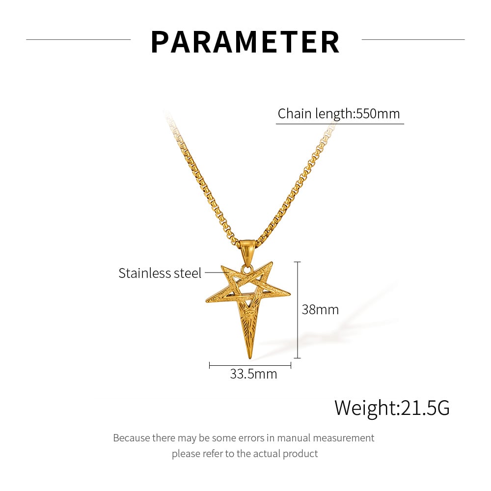 Punk Five-pointed Star Stainless Steel Men's Pendant Necklaces Picture6