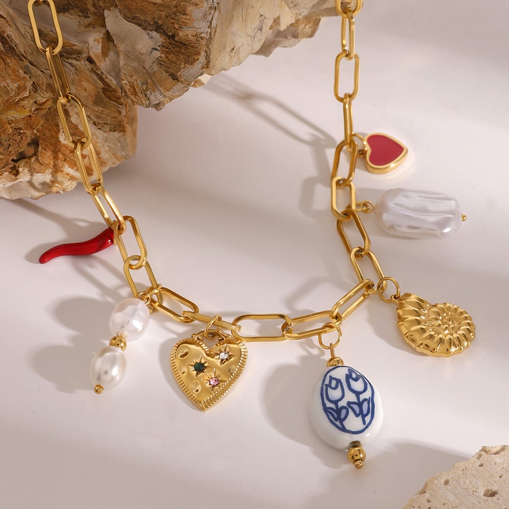 1 piece simple series vacation turtle stainless steel  gold plated artificial pearl women pendant necklaces h5Picture4