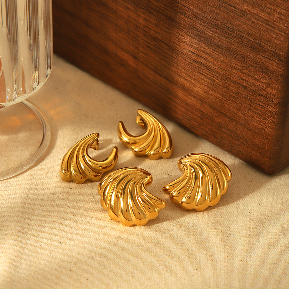 1 pair simple series daily geometric  gold plated stud earrings h5Picture3